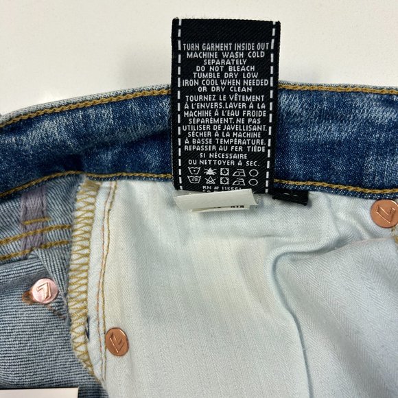 7 For All Mankind Ankle Skinny With Destroyed Hem & Cut Off Back Pockets - Picture 4 of 4